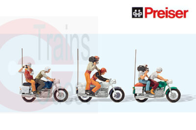 PREISER 3 motos de course cycliste avec cameras, TV et presse