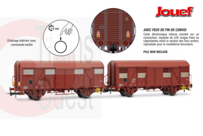 JOUEF 2 wagons avec feux de fin de convoi